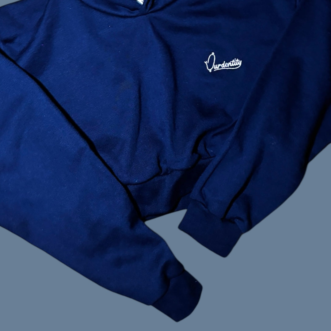 Navy Blue Crop Overhead Hoodie