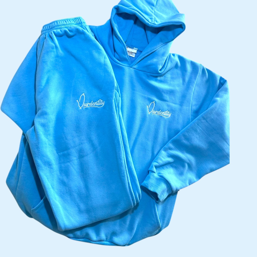 Sky Blue Overhead Tracksuit with Open Ankle Bottoms