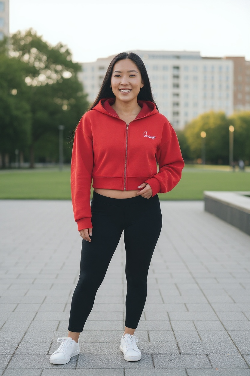 Red Crop Zip Hoodie