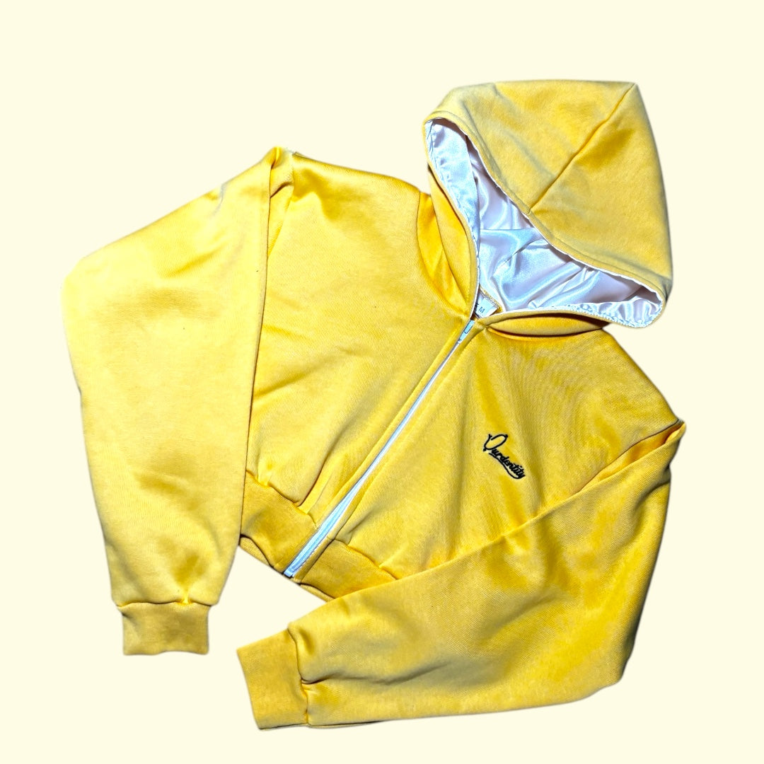 Yellow Crop Zip Hoodie