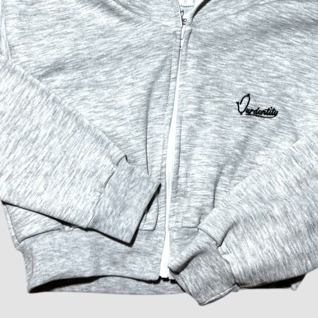 Silver Grey Crop Zip Hoodie