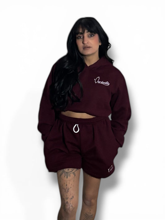 Dark Wine Loungewear Set with our Signature Satin Lined Hood