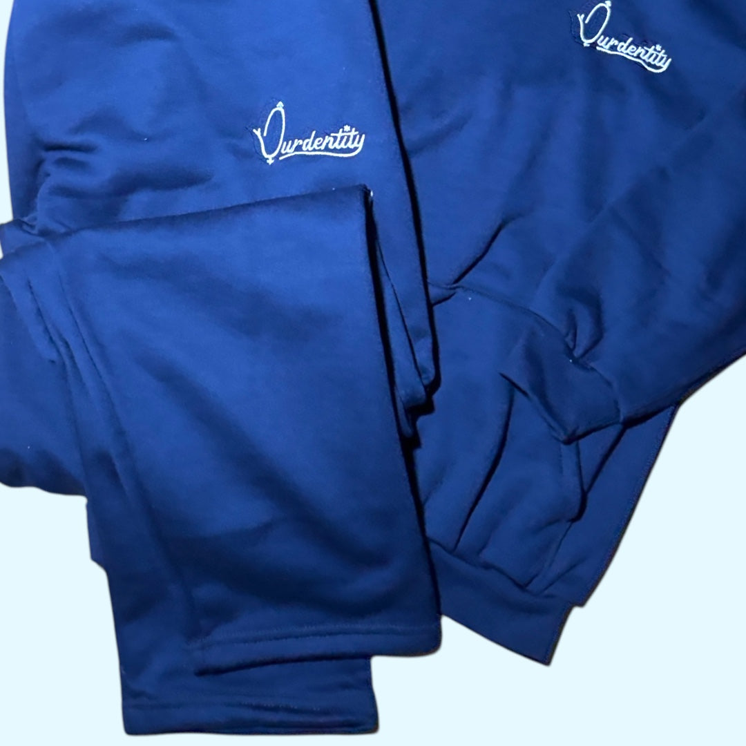 Navy Blue Overhead Tracksuit with Open Ankle Bottoms