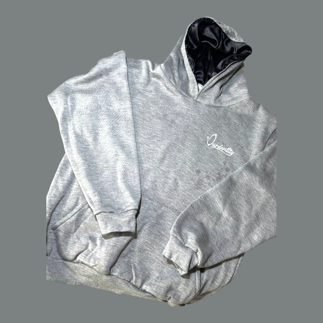 Satin Lined Smoke Grey Overhead Hoodie