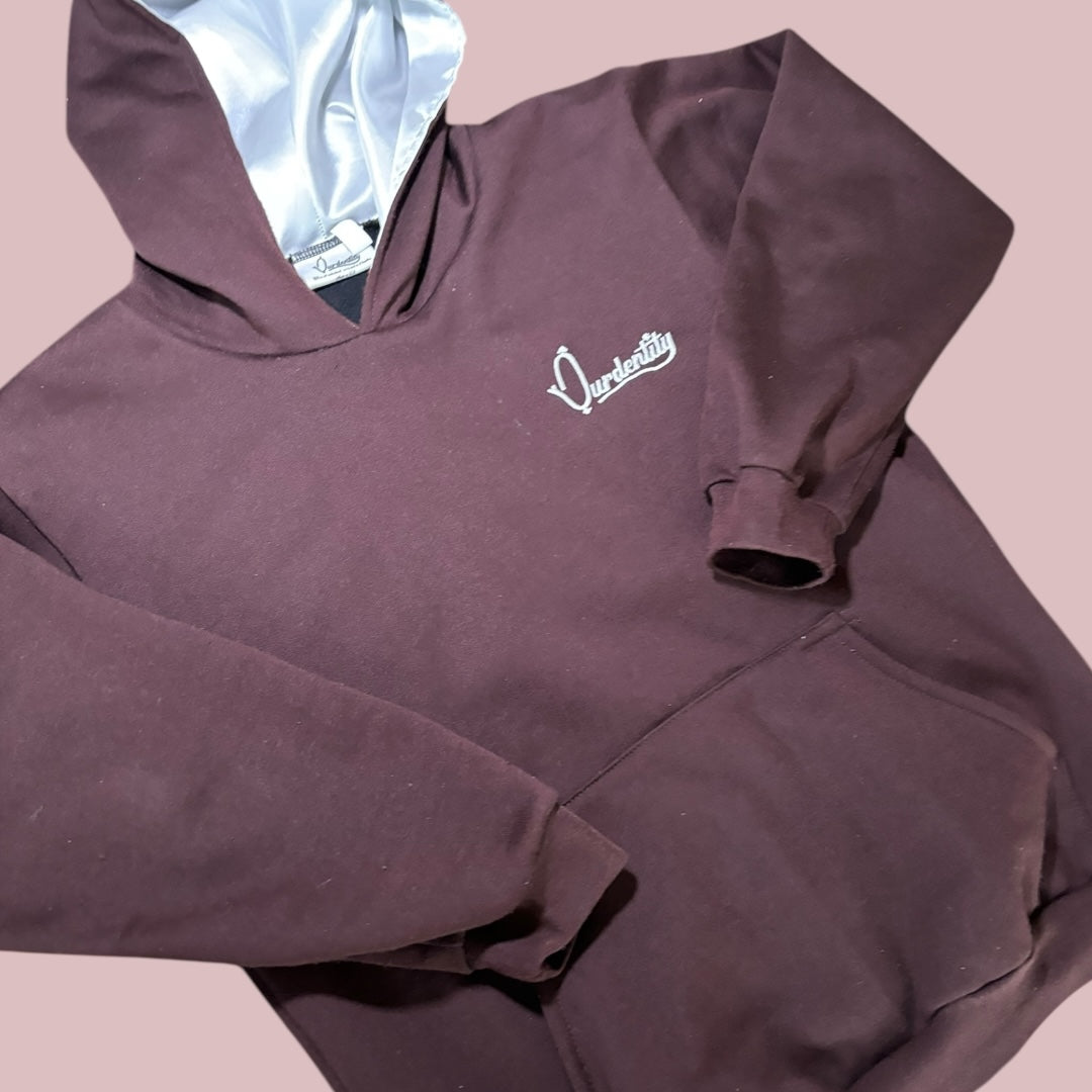 Satin Lined Brown Overhead Hoodie