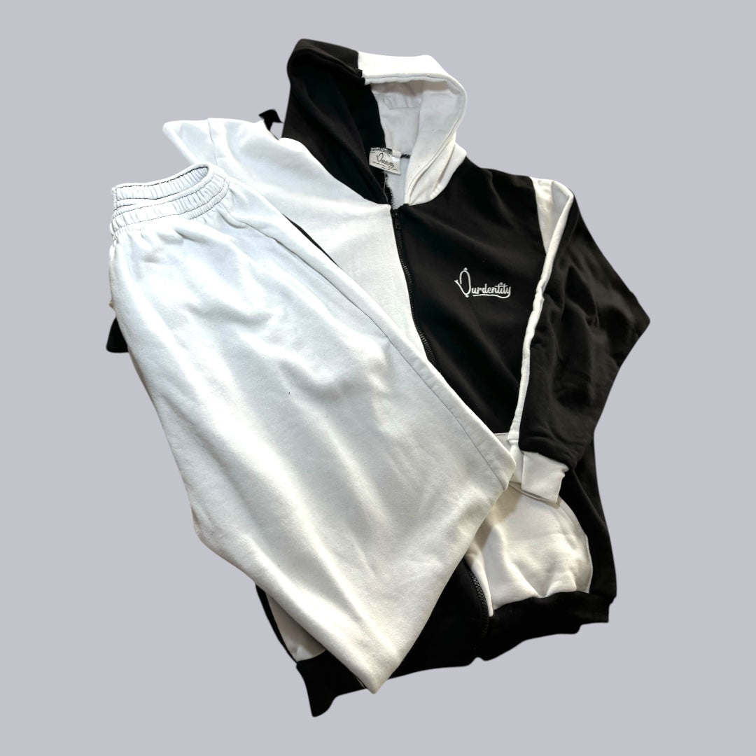 Chequered Full Zip Split Sleeve Cuff Bottom Tracksuit