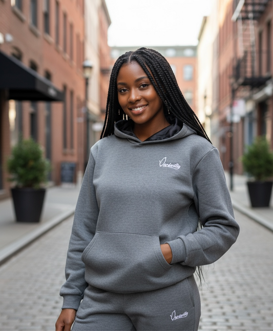 Satin Lined Raven Grey Overhead Hoodie