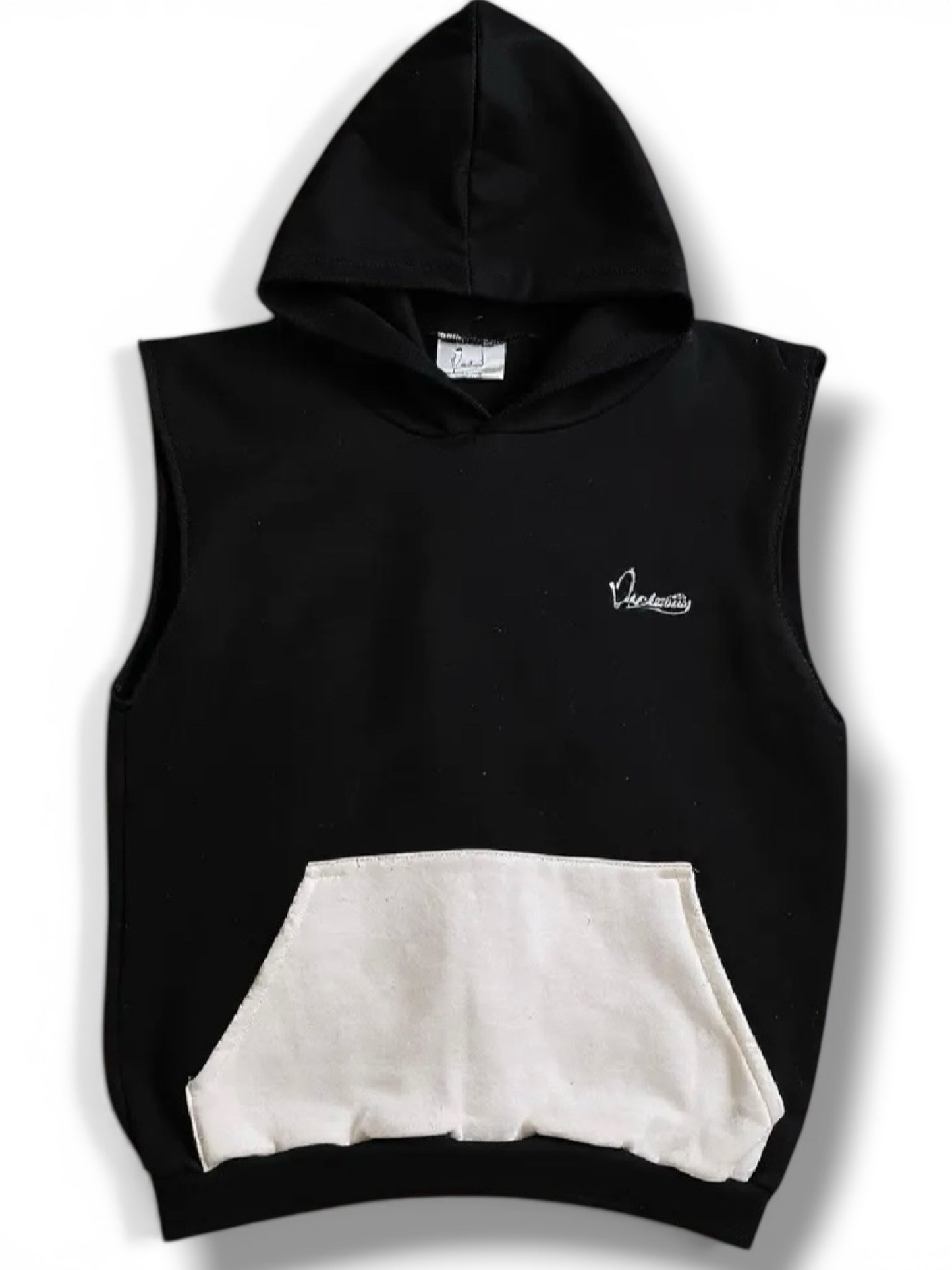 Black and White Signature Sleeveless Hoodie