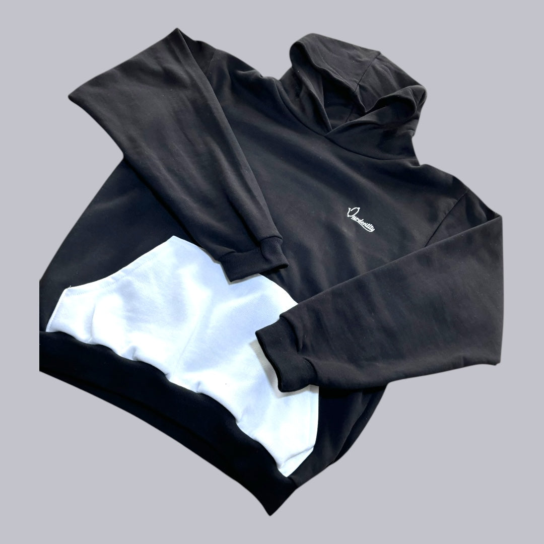 Black with White Overhead Hoodie