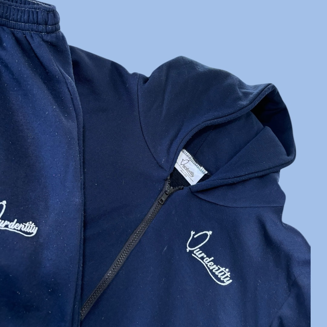 Navy Blue Full Zip Cuff Bottom Tracksuit