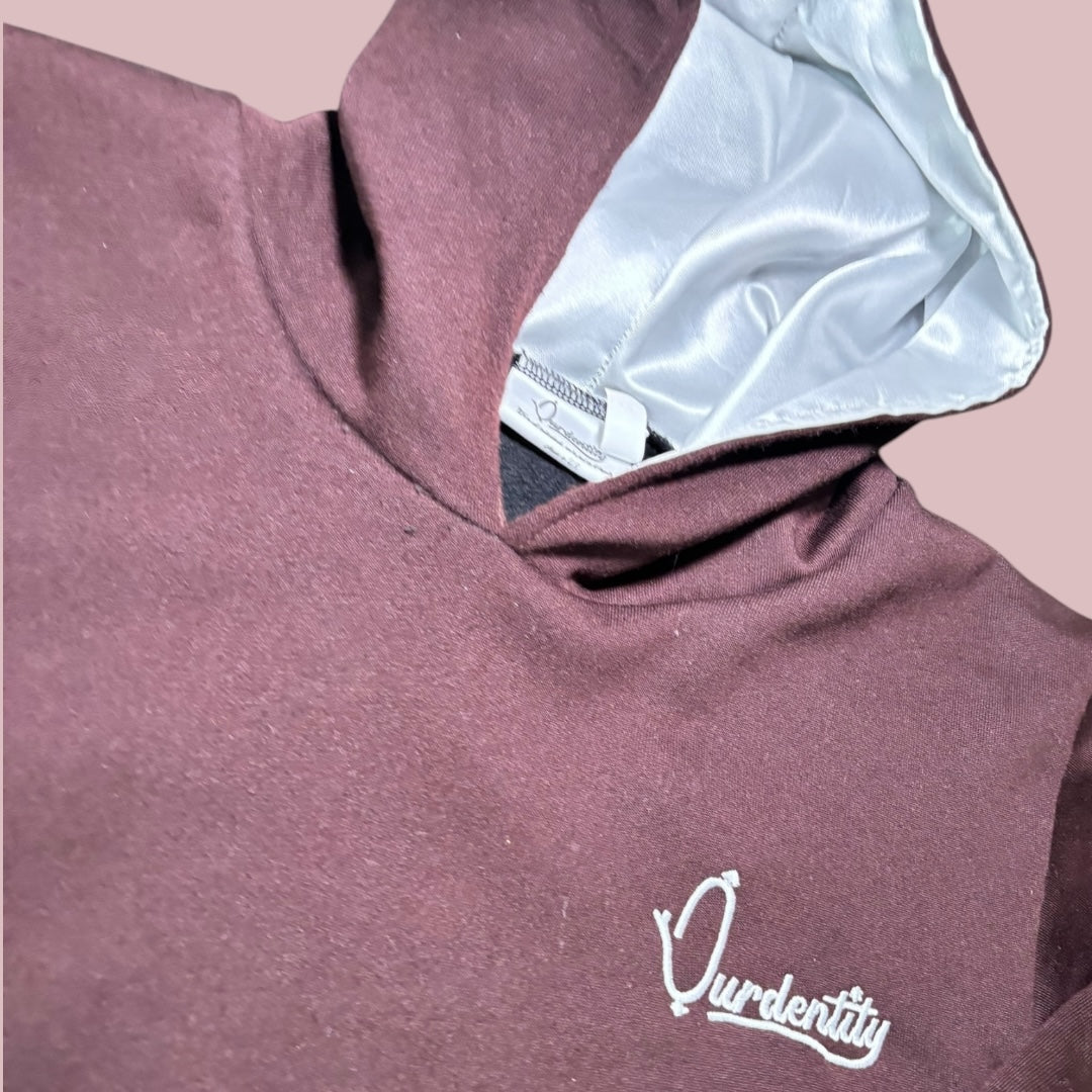 Satin Lined Brown Overhead Hoodie