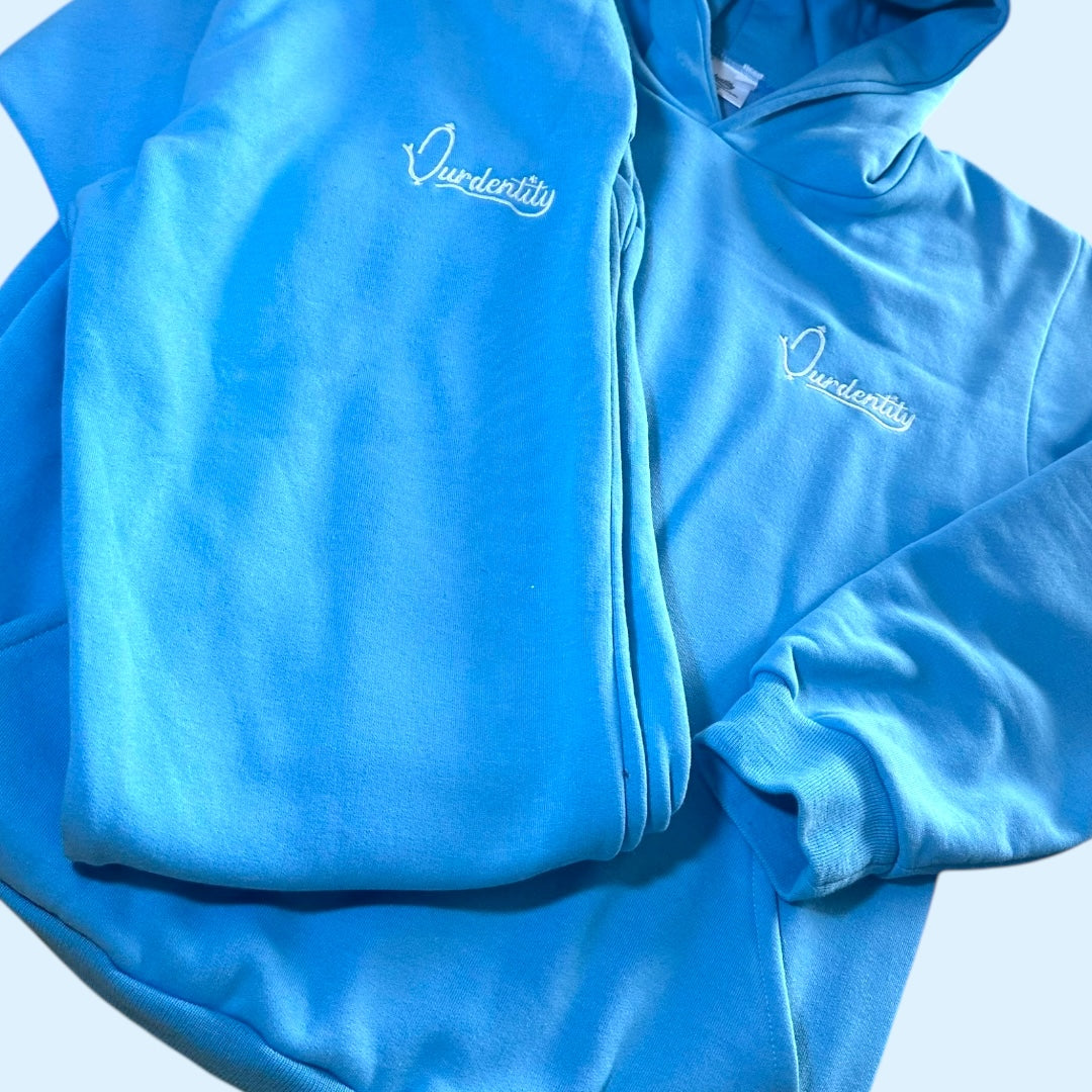 Sky Blue Overhead Tracksuit with Open Ankle Bottoms