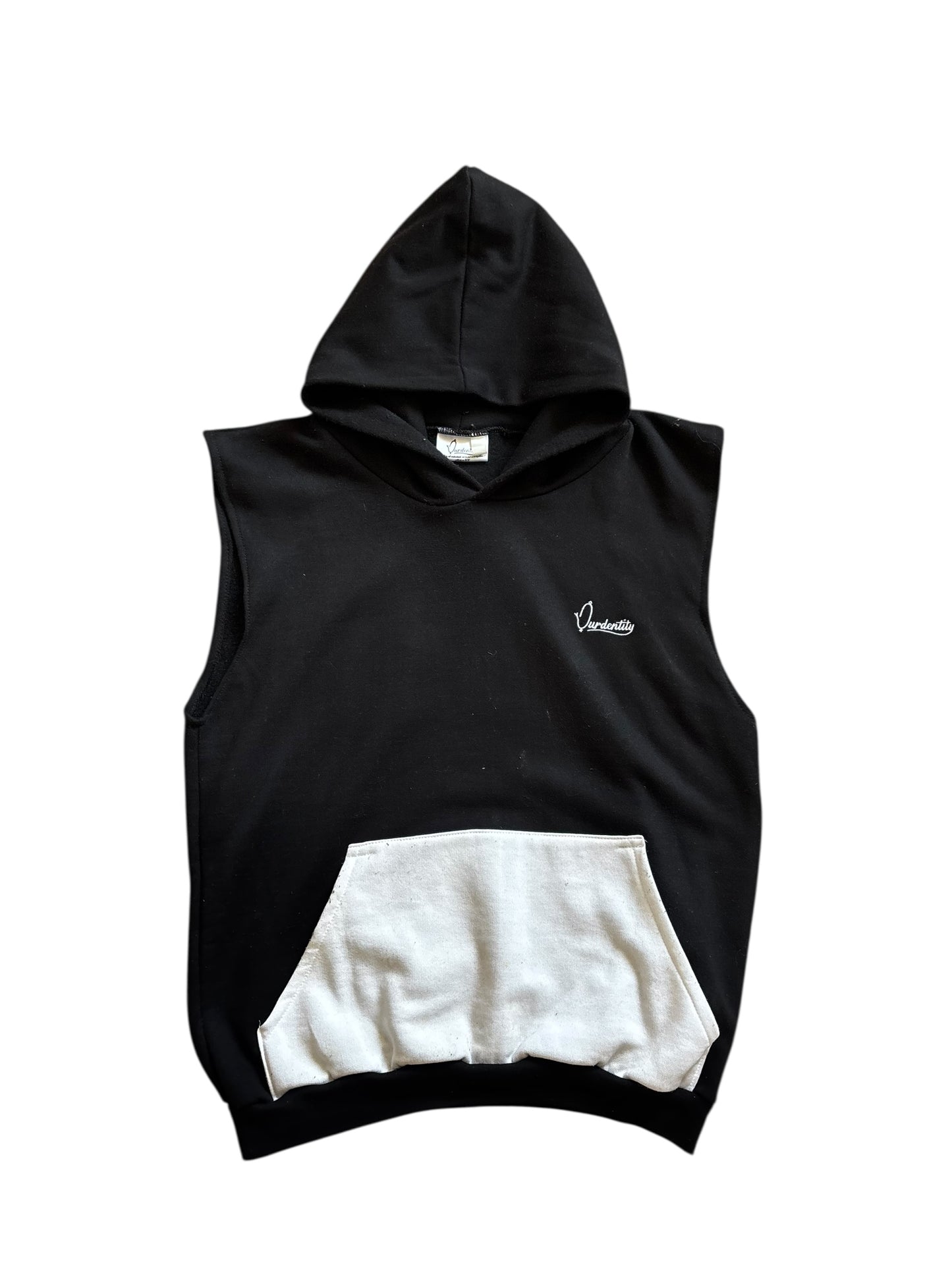 Black and White Sleeveless Hoodie