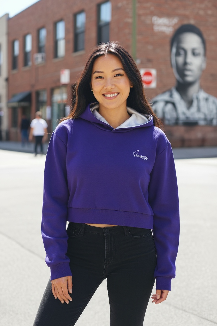 Purple Crop Overhead Hoodie