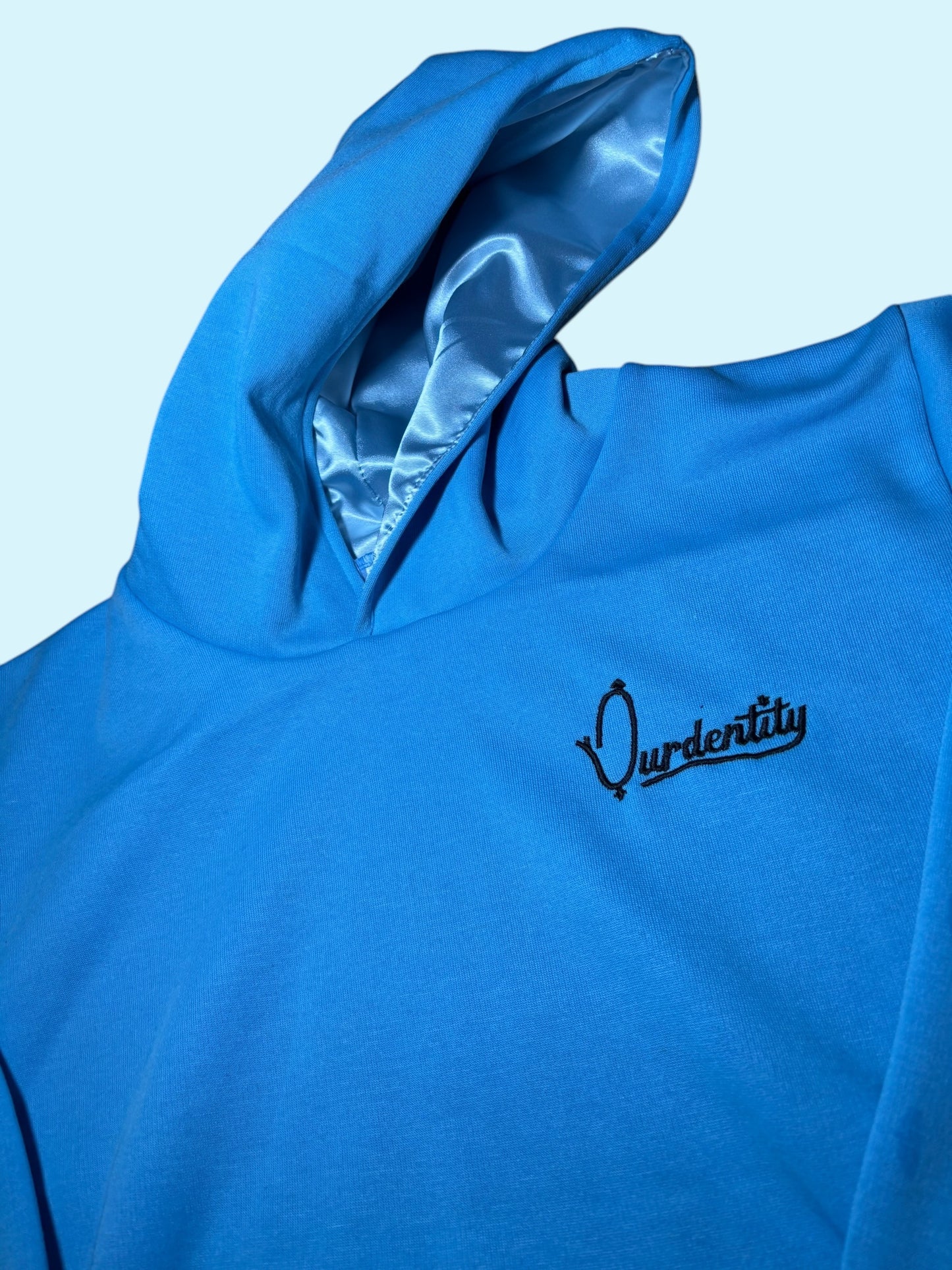 Satin Lined Sky Blue Overhead Hoodie