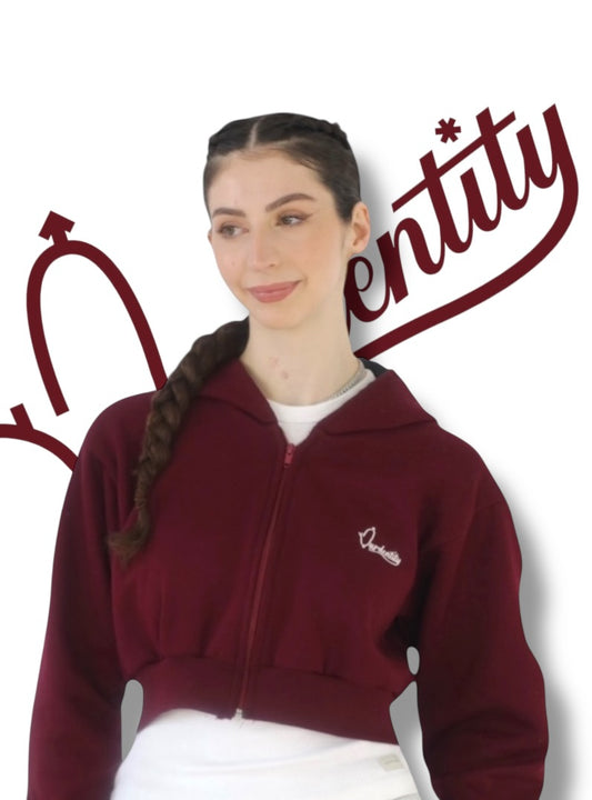 Dark Wine Luxe Crop Hoodie