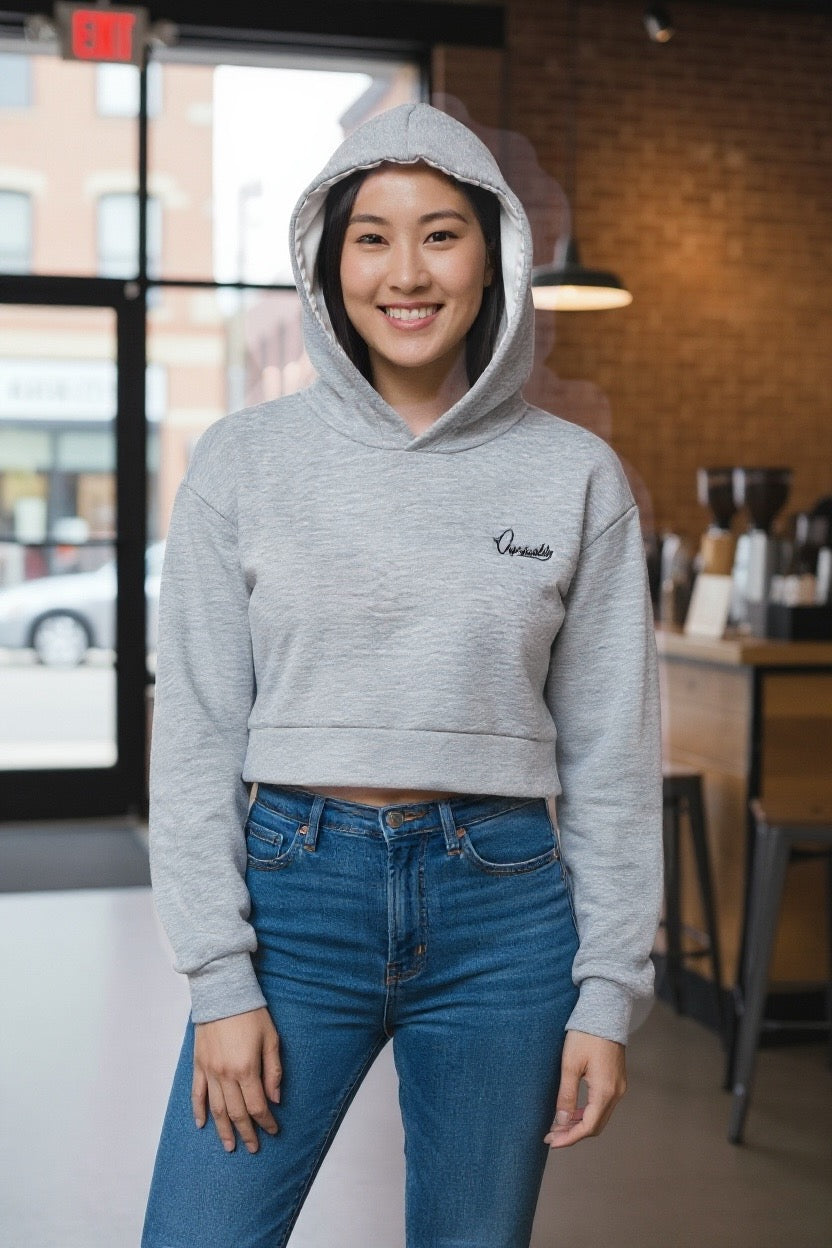 Silver Grey Crop Overhead Hoodie