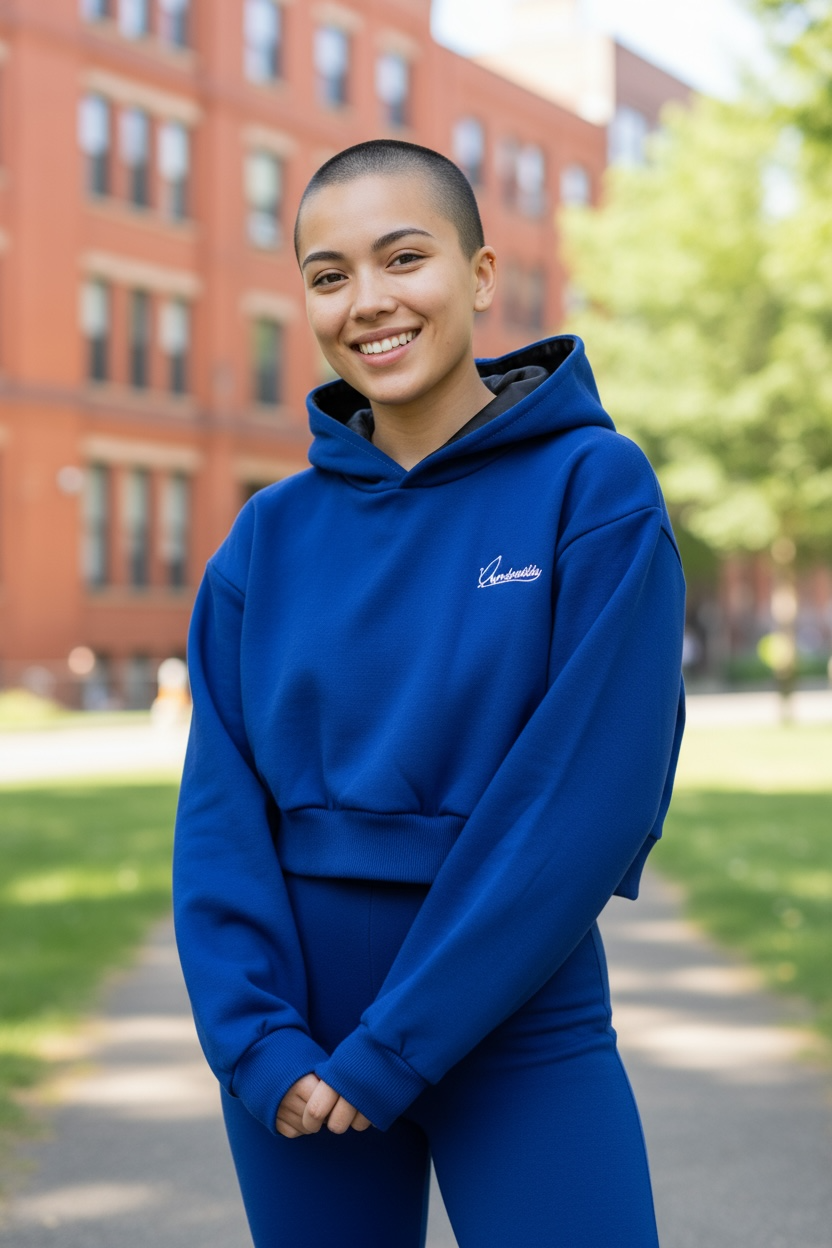 Royal Blue Crop Overhead Hoodie