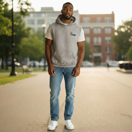 Silver Grey Overhead Sleeveless Hoodie