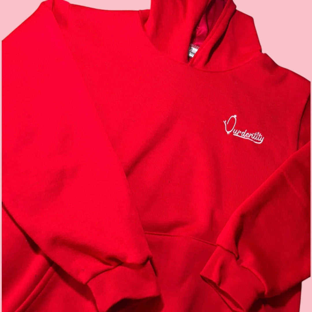 Satin Lined Red Overhead Hoodie