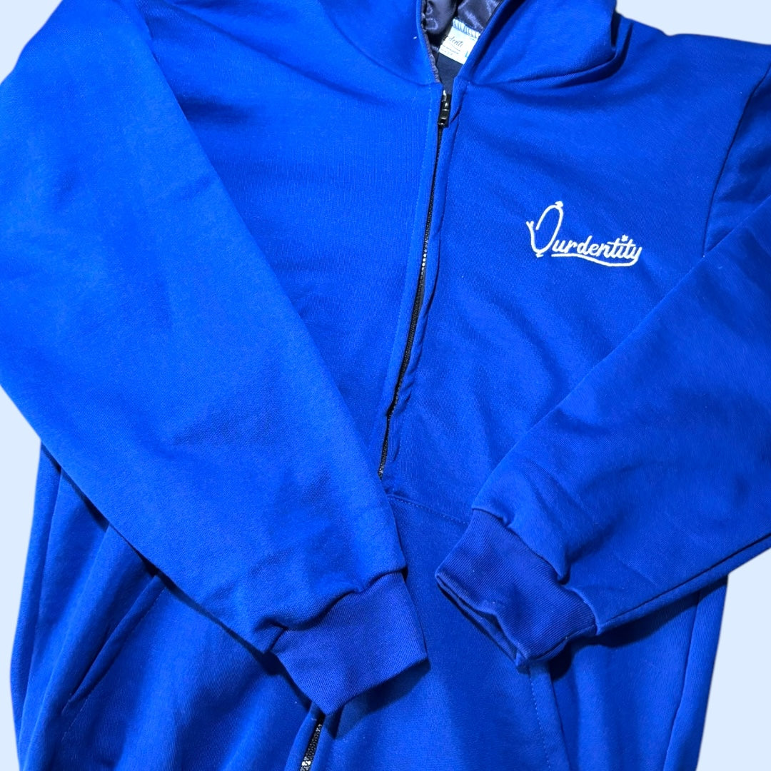 Satin Lined Royal Blue Full Zip Hoodie