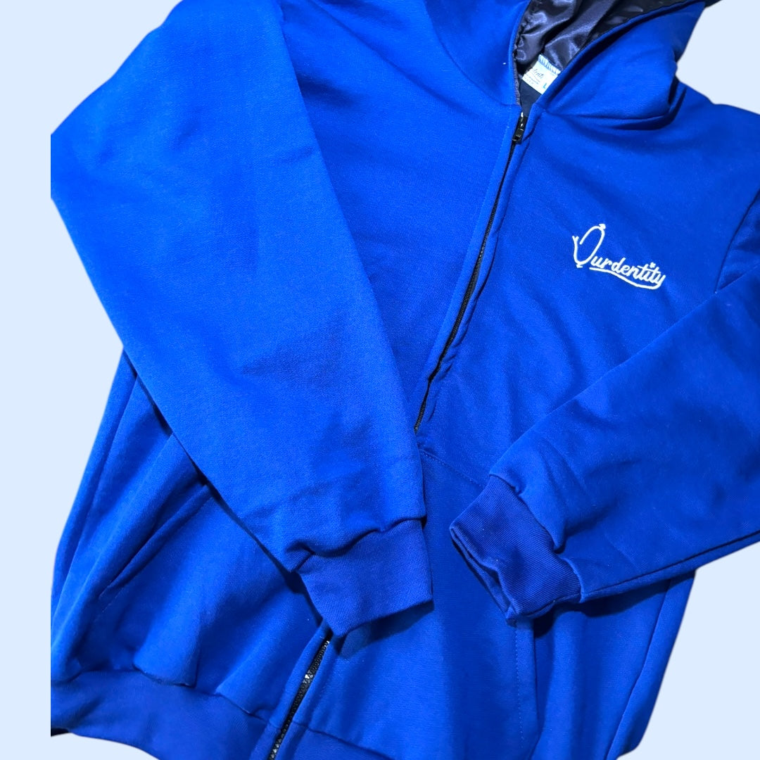 Satin Lined Royal Blue Full Zip Hoodie