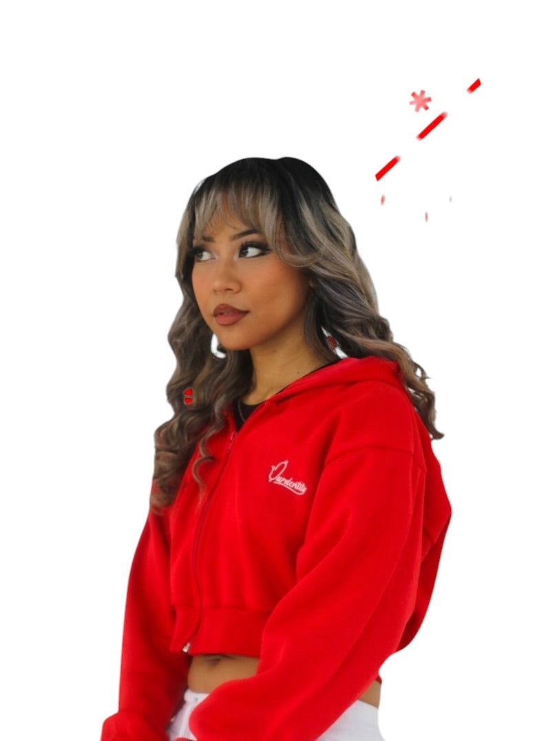 Red Luxe Crop Hoodie