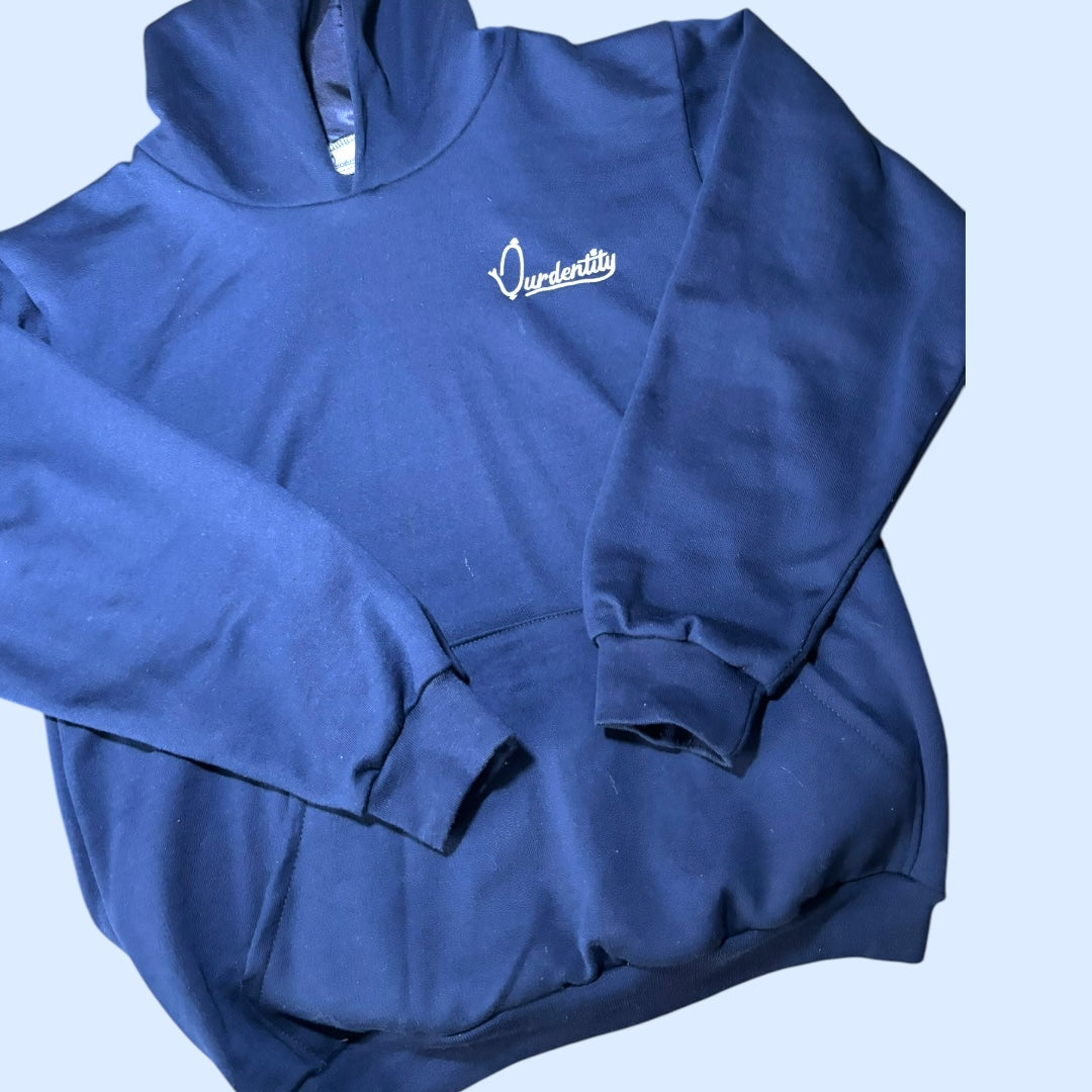Satin Lined Navy Blue Overhead Hoodie