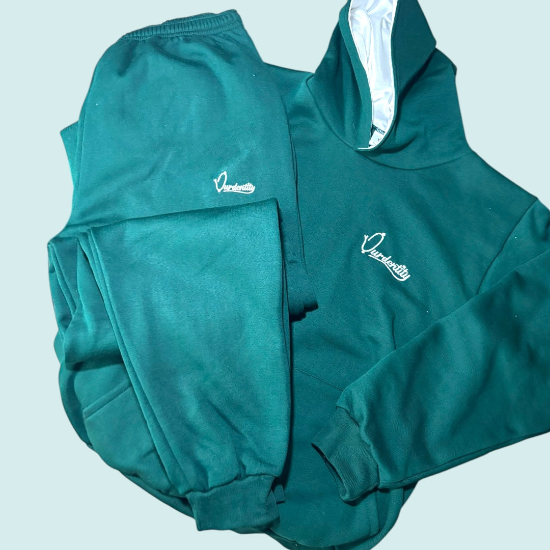 Forest Overhead Tracksuit with Satin Lined Hood and Cuffed Bottoms