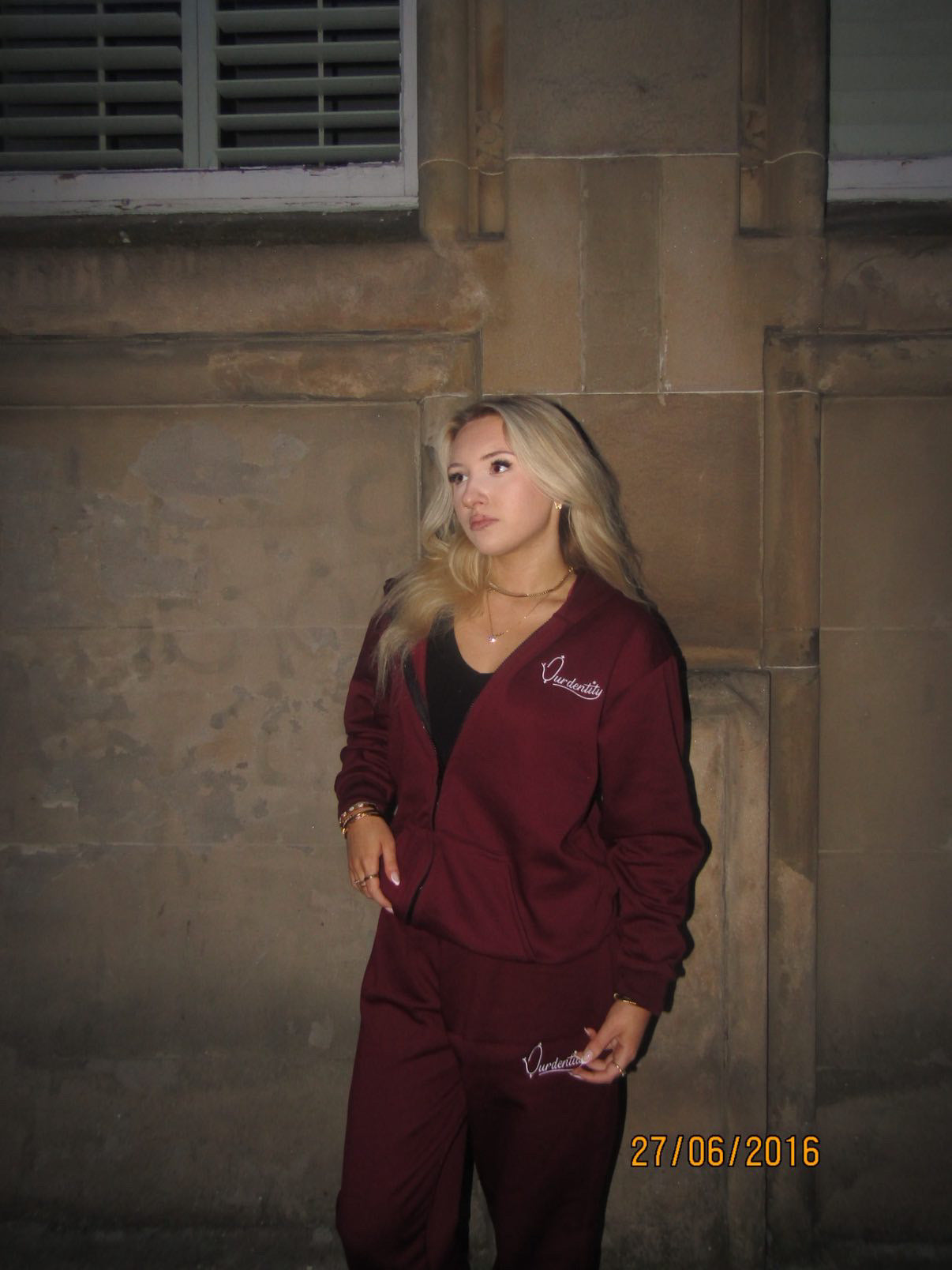 Dark Wine Zip Tracksuit with Satin Lined Hood