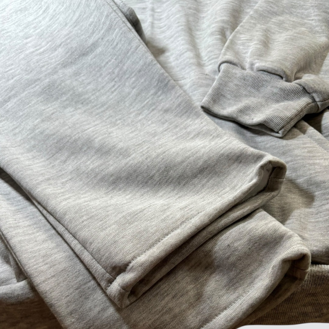 Silver Grey Overhead Tracksuit with Satin Lined Hood and Open Ankle Bottoms