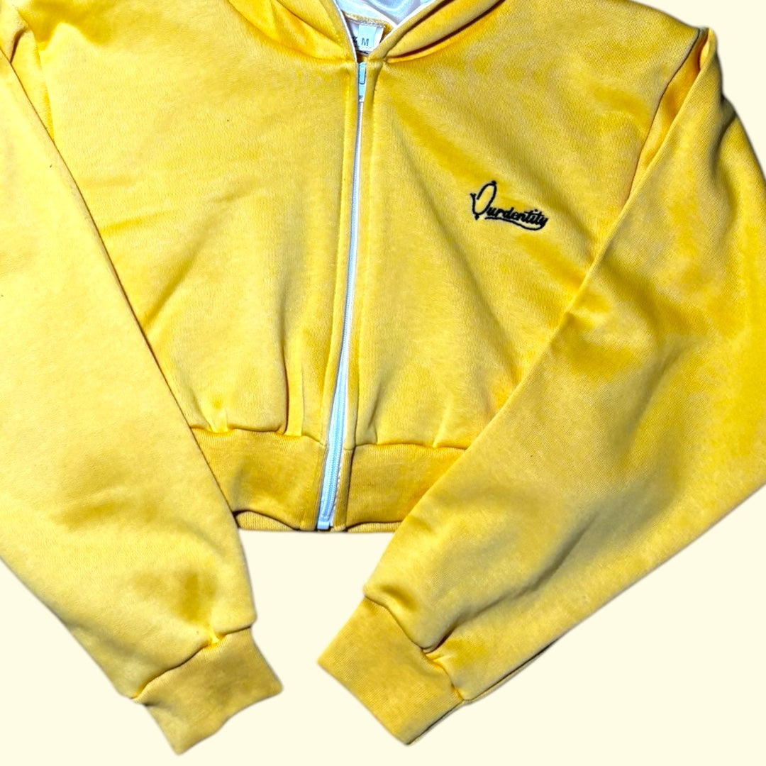Yellow Crop Zip Hoodie
