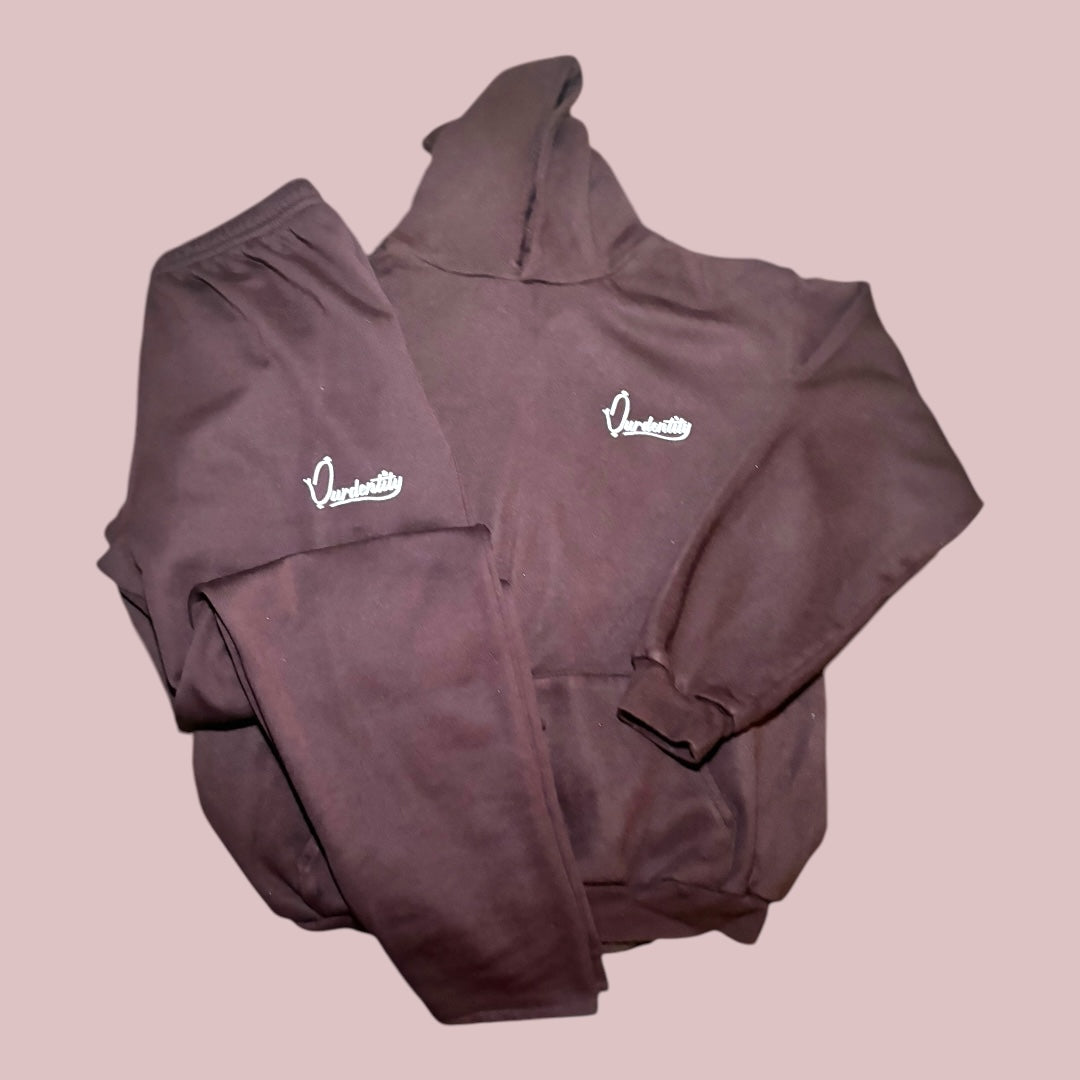 Brown Overhead Tracksuit with Open Ankle Bottoms