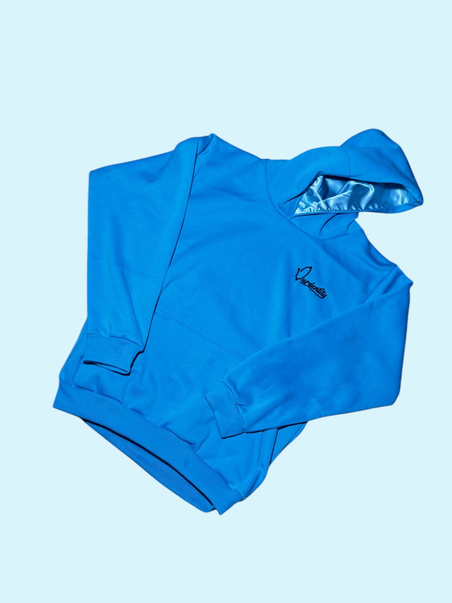 Satin Lined Sky Blue Overhead Hoodie