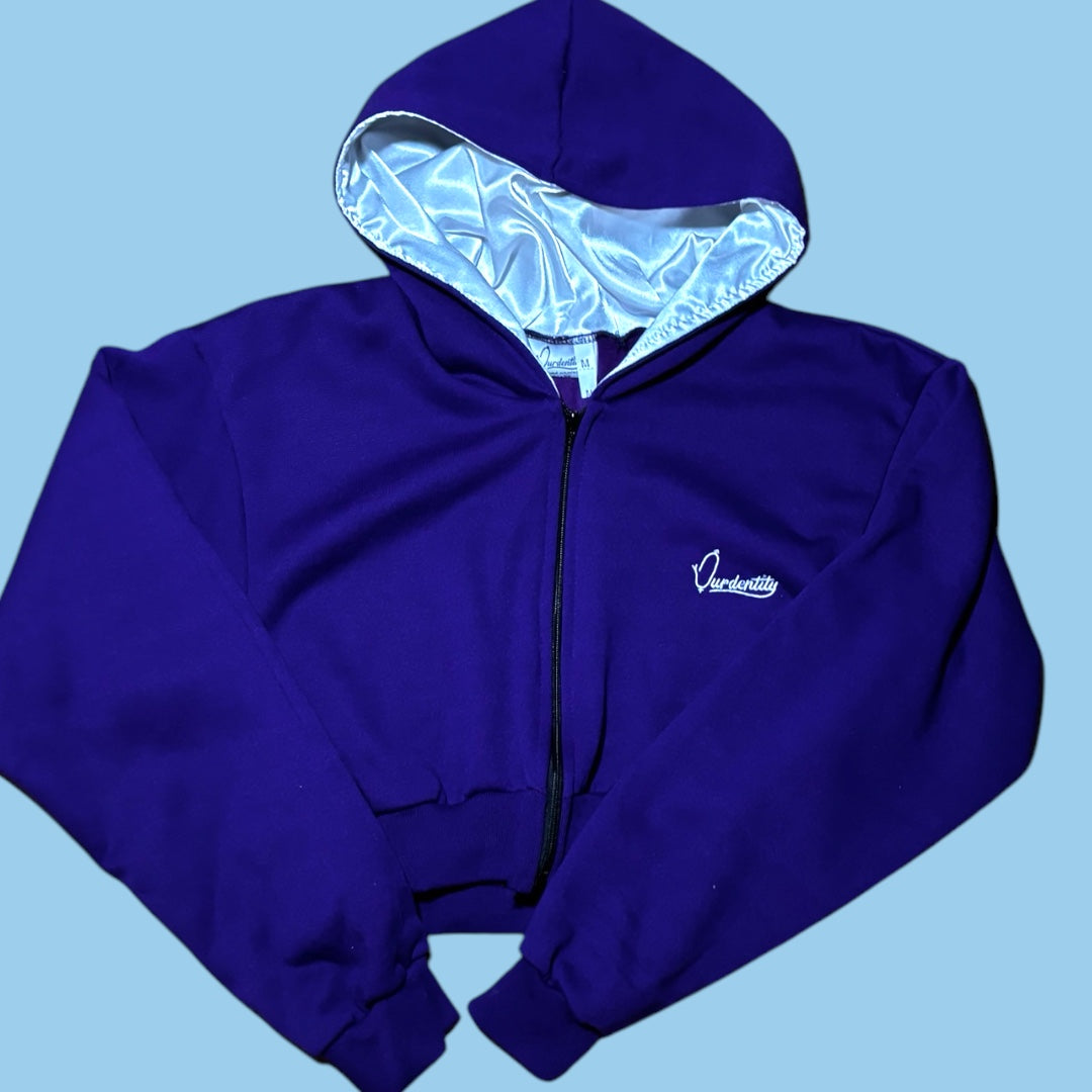 Purple Crop Zip Hoodie