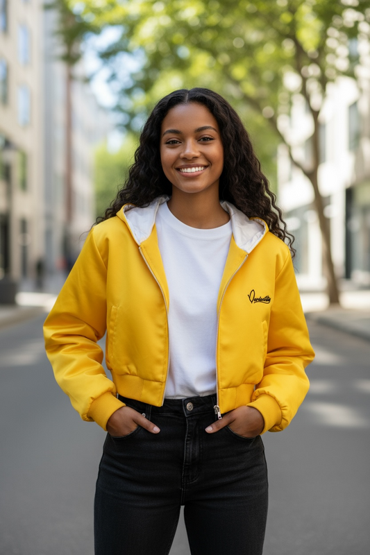 Yellow Crop Zip Hoodie