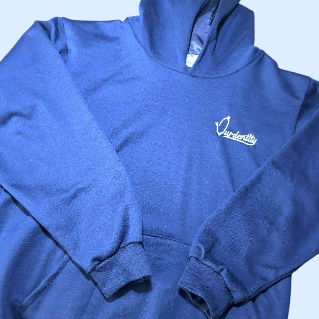Satin Lined Navy Blue Overhead Hoodie