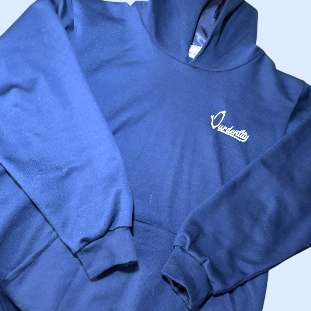 Navy Blue Overhead Tracksuit with Satin Lined Hood and Cuffed Bottoms