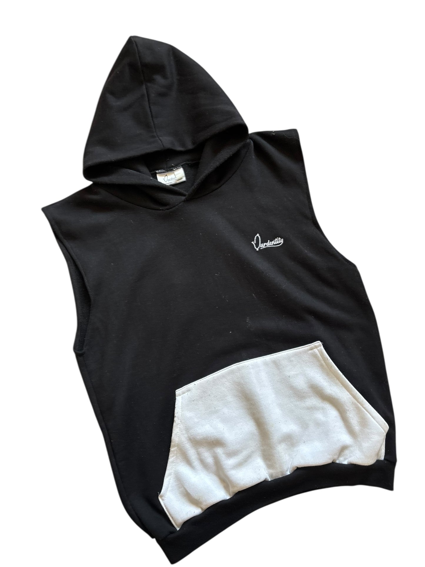 Black and White Sleeveless Hoodie