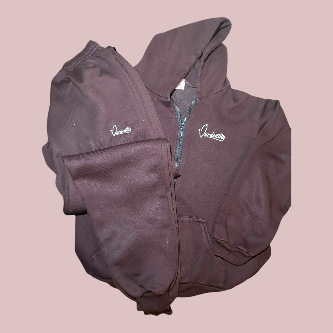 Brown Zip Cuffed Bottom Tracksuit