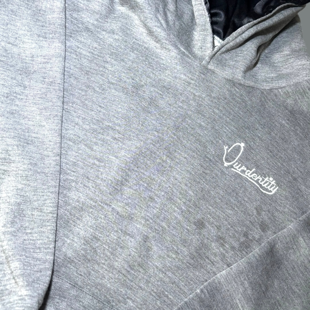 Satin Lined Smoke Grey Overhead Hoodie