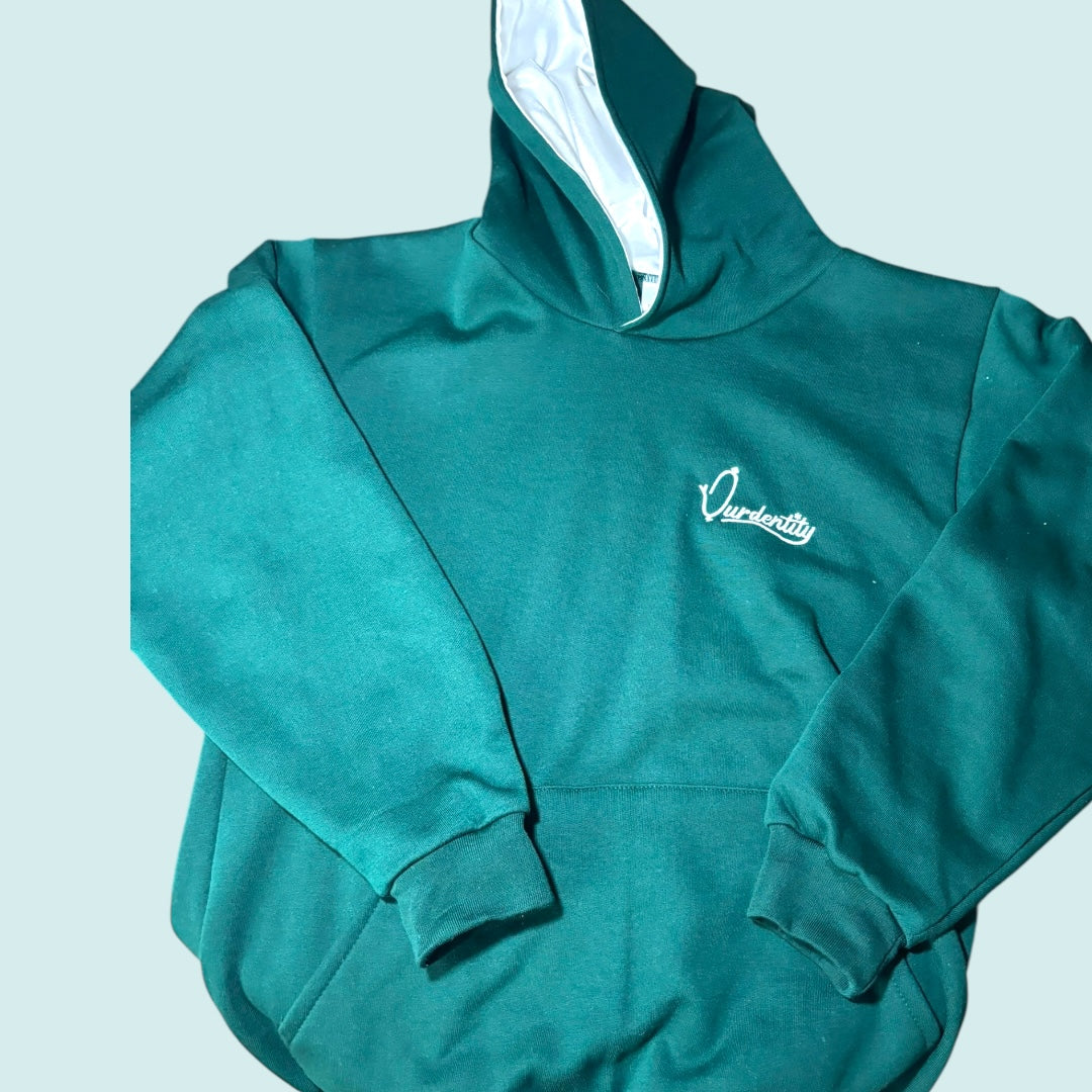 Satin Lined Forest Green Overhead Hoodie
