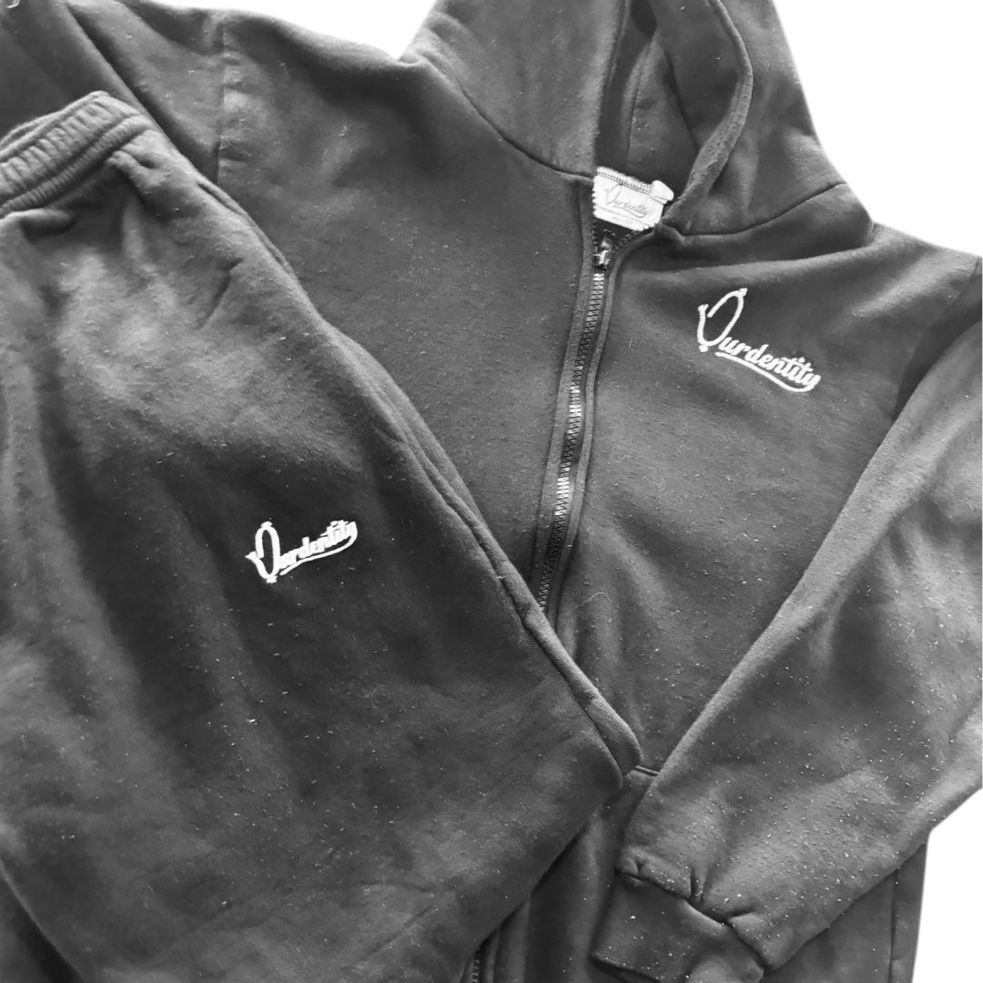 Black Full Zip Cuff Bottom Tracksuit