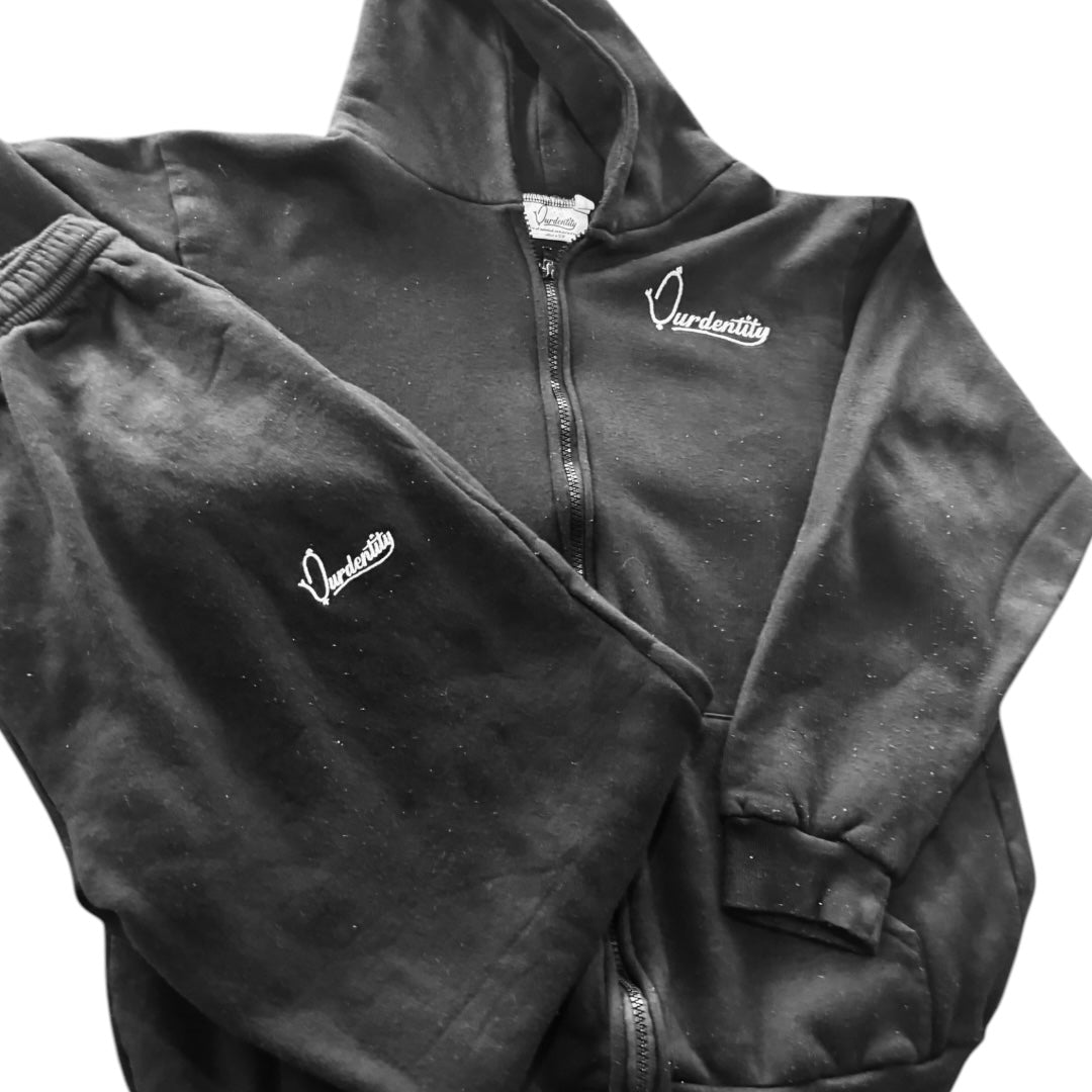 Black Full Zip Cuff Bottom Tracksuit