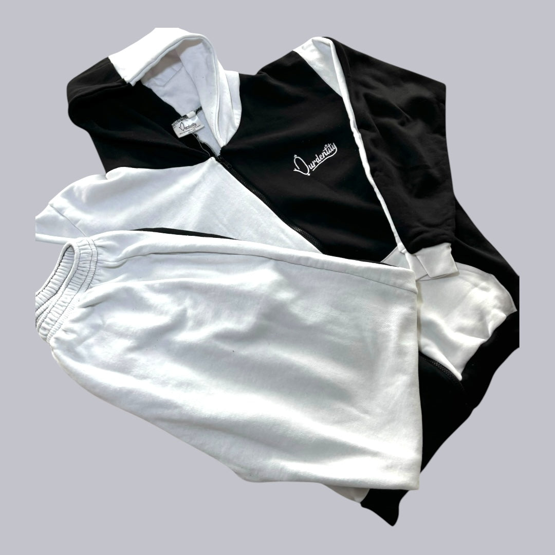 Chequered Full Zip Split Sleeve Cuff Bottom Tracksuit