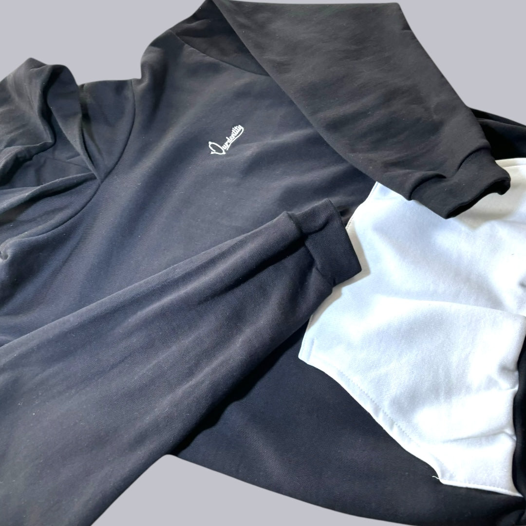 Black with White Overhead Hoodie