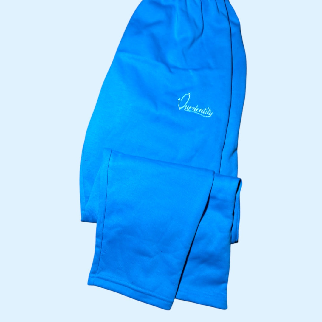 Sky Blue Zip Tracksuit with Open Ankle Bottoms
