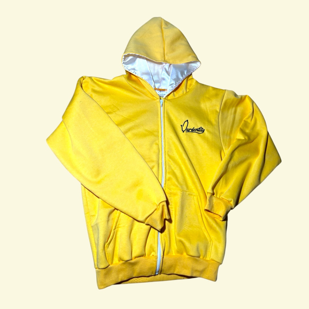 Satin Lined Yellow Zip Hoodie