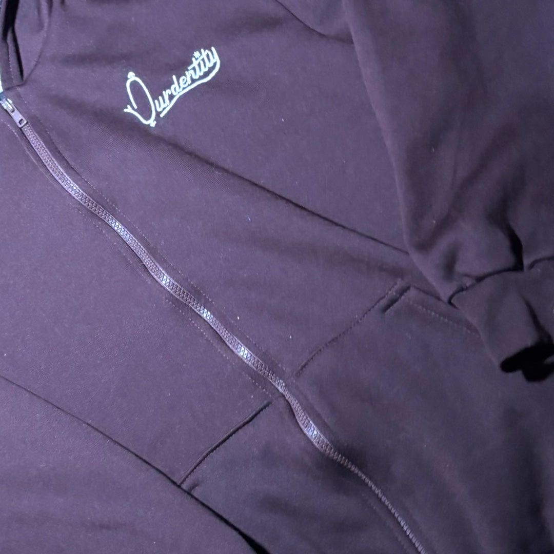 Satin Lined Brown Full Zip Hoodie