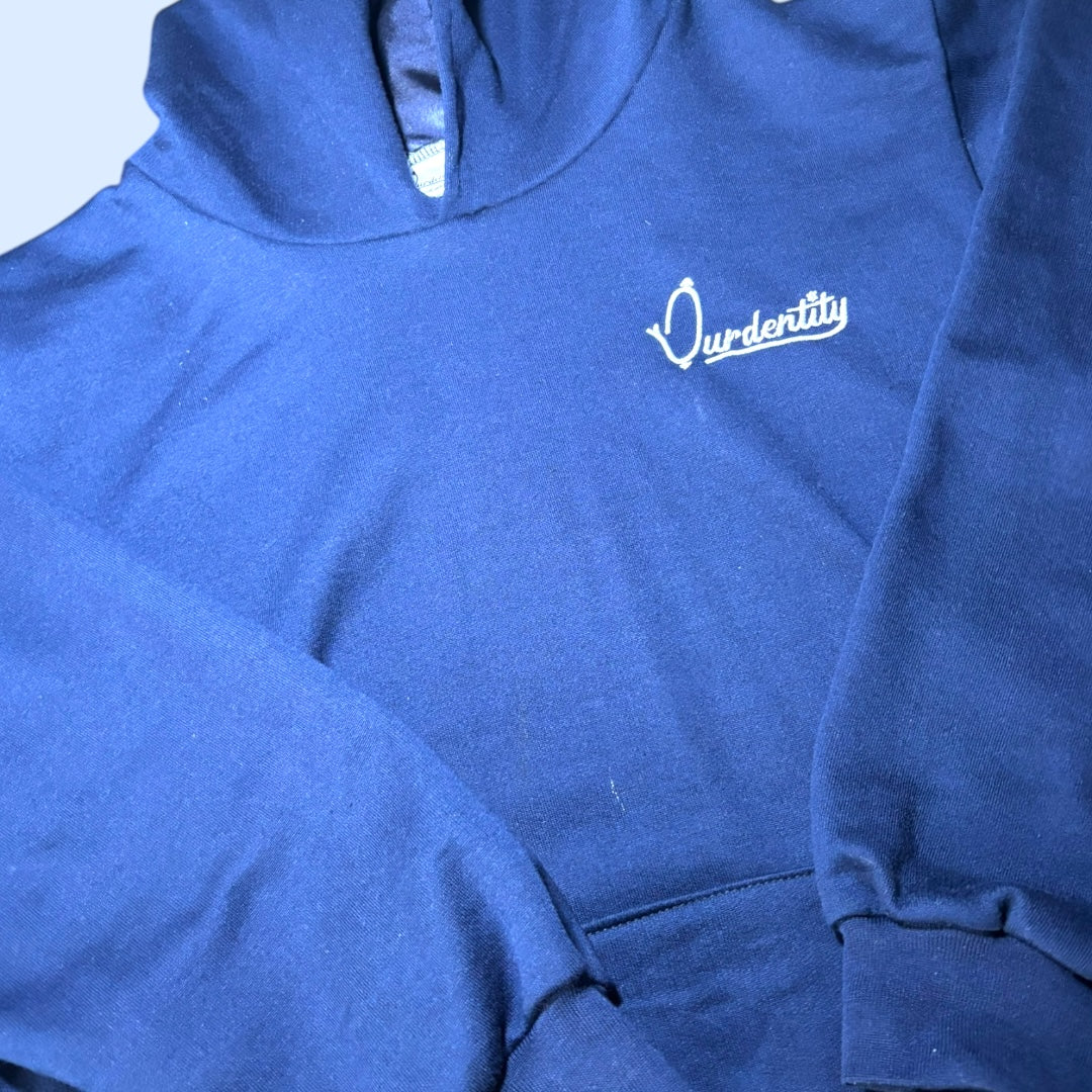 Satin Lined Navy Blue Overhead Hoodie